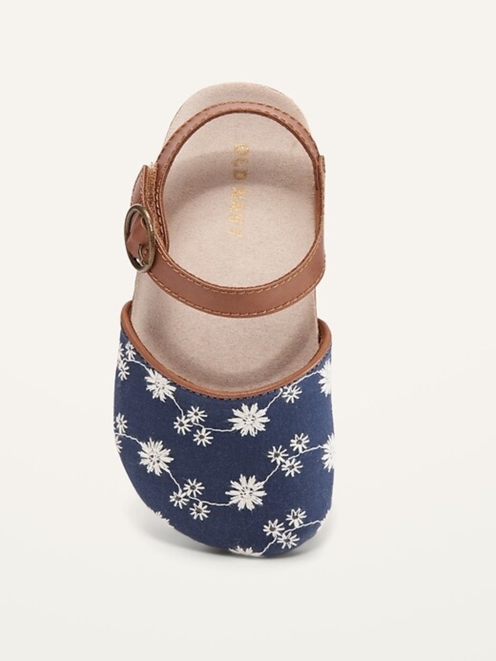 Old Navy Navy Floral clog sandal with Brown Strap